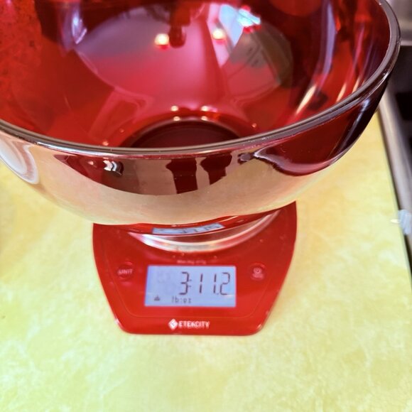 LARGE Vintage RUBY RED GLASS ROUND BOWL 10" - Picture 6 of 7